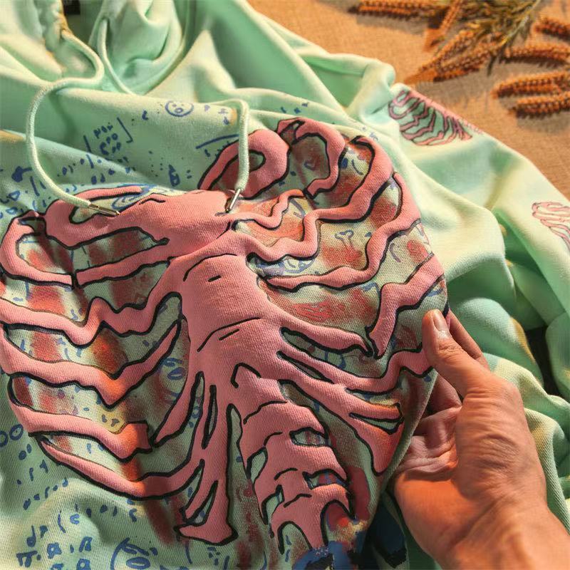 Grunge Oversized Goth Hoodie Streetwear Womens Spring Khaki Y2K Tops Skull print hip-hop Female Sweatshirts Kawaii Hoodies 220817