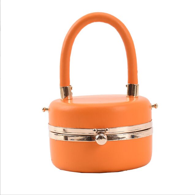 New Round Box Bag Women's Designer High-quality PU Leather Handbag Orange Blue Small Shoulder Messenger Bag Evening Clutch Wallets, 12cm-7cm-12cm 
New Round Box Bag Women's Designer High-quality PU Leather Handbag Orange Blue Small Shoulder Messenger Bag Evening Clutch Wallets, 12cm-7cm-12cm