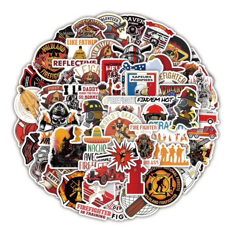 50pcs Firefighter stickers Firemen Fire Hero Graffiti Kids Toy Skateboard car Motorcycle Bicycle Sticker Decals Wholesale
