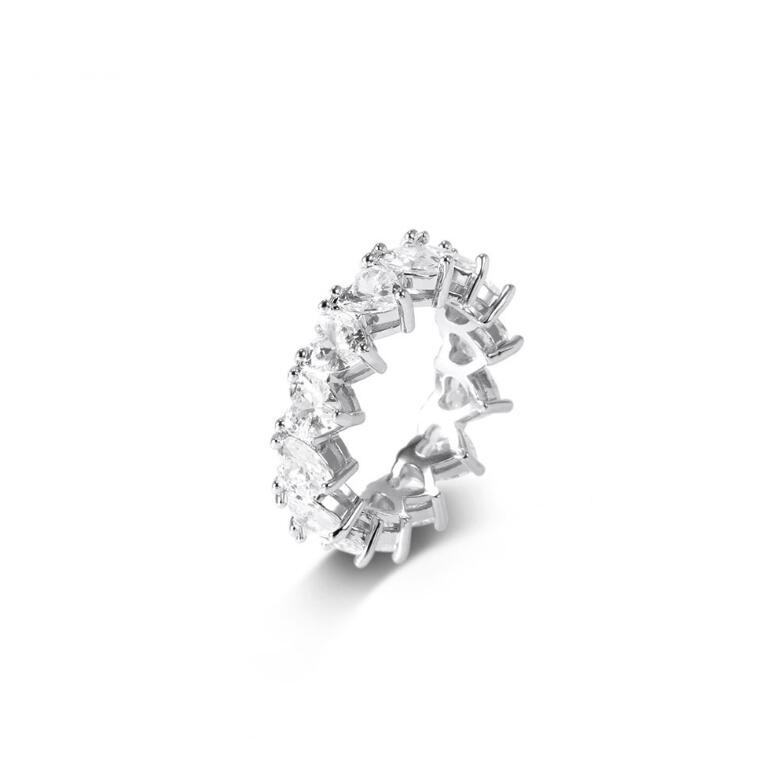 Cubic Zirconia Wedding Rings - White Gold Filled Heart Shape CZ Dia Eternity Band Ring for Women's Engagement Free shipping