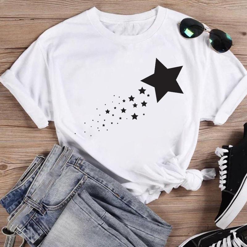 Women Geometric Lovely Trend Fashion Cartoon Short Sleeve Summer Oneck Shirt Print Tshirts Female Graphic T Top Tee TShirt 220527