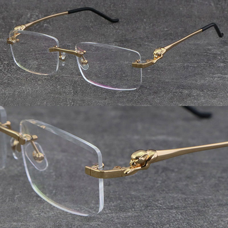 New Luxury Diamond Cut Lens Metal Rimless Frames 028O Designer presbyopic Eyewear Man Woman 18K Gold 001 Silver Myopic Optical Frames Size:57-20-140mm