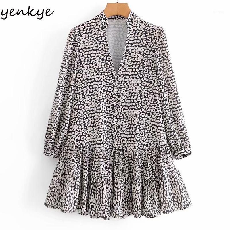Casual Dresses Winter Women Vintage Animal Print Long Sleeve Dress Female V Neck Hem Ruffle Plus Size Short Vestido, As pic
Casual Dresses Winter Women Vintage Animal Print Long Sleeve Dress Female V Neck Hem Ruffle Plus Size Short Vestido, As pic