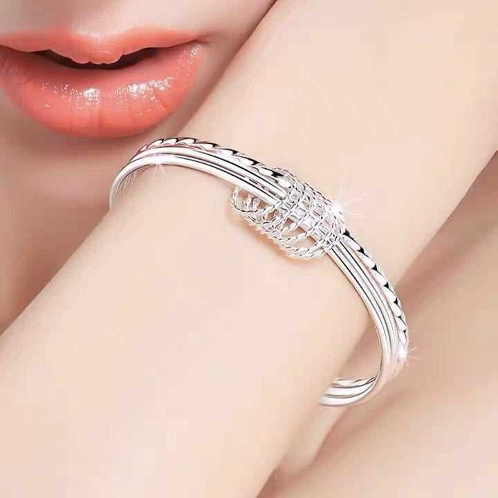 New Hot Special 925 Silver Fine Three Circles Bangle For Women Fashion Party Wedding Jewelry Christmas Gifts