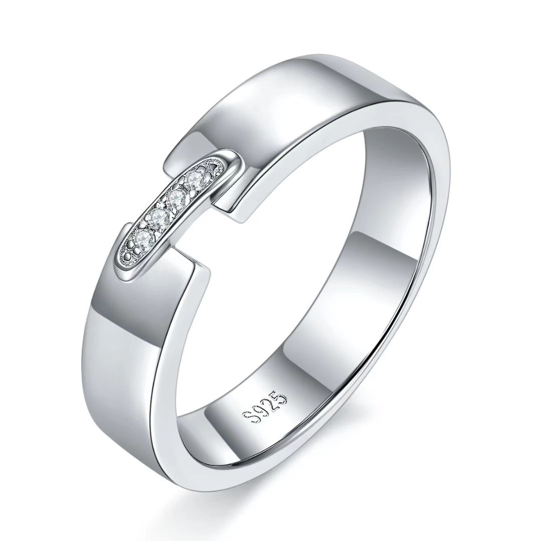 White Gold Plated S925 Sterling Silver Eternity Ring Men Women Rings with 1.2mm Moissanite Stone Classic Style
White Gold Plated S925 Sterling Silver Eternity Ring Men Women Rings with 1.2mm Moissanite Stone Classic Style