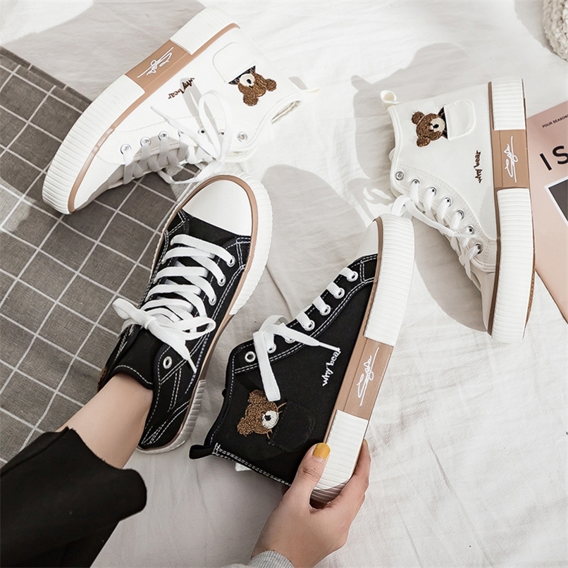 Women's Shoes Summer Little Bear High Gang Canvas Shoes Women Comfort Casual Flats Shoes Women Lace Up Running Sneakers 220816, Black
Women's Shoes Summer Little Bear High Gang Canvas Shoes Women Comfort Casual Flats Shoes Women Lace Up Running Sneakers 220816, Black