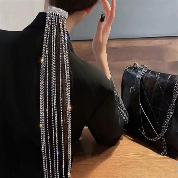 Shine Full Rhinestone Hairpins for Women Bijoux Long Tassel Crystal Hair Accessories Wedding Banquet Jewelry GC984