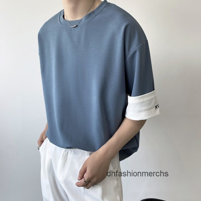Summer Men's T-Shirts casual round neck short sleeve T-shirt personalized cuff color embroidery trend men's half sleeve mens clothing, Other
Summer Men's T-Shirts casual round neck short sleeve T-shirt personalized cuff color embroidery trend men's half sleeve mens clothing, Other