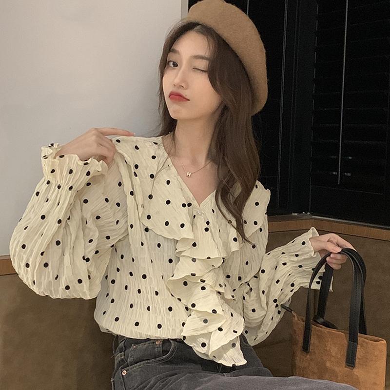 Women's Blouses & Shirts BETHQUENOY Blusas Camisas Mujer Ruffle V Neck Bluzka Damska Chemise Femme Vintage Dot Chiffon Women Spring Tops, Apricot
Women's Blouses & Shirts BETHQUENOY Blusas Camisas Mujer Ruffle V Neck Bluzka Damska Chemise Femme Vintage Dot Chiffon Women Spring Tops, Apricot