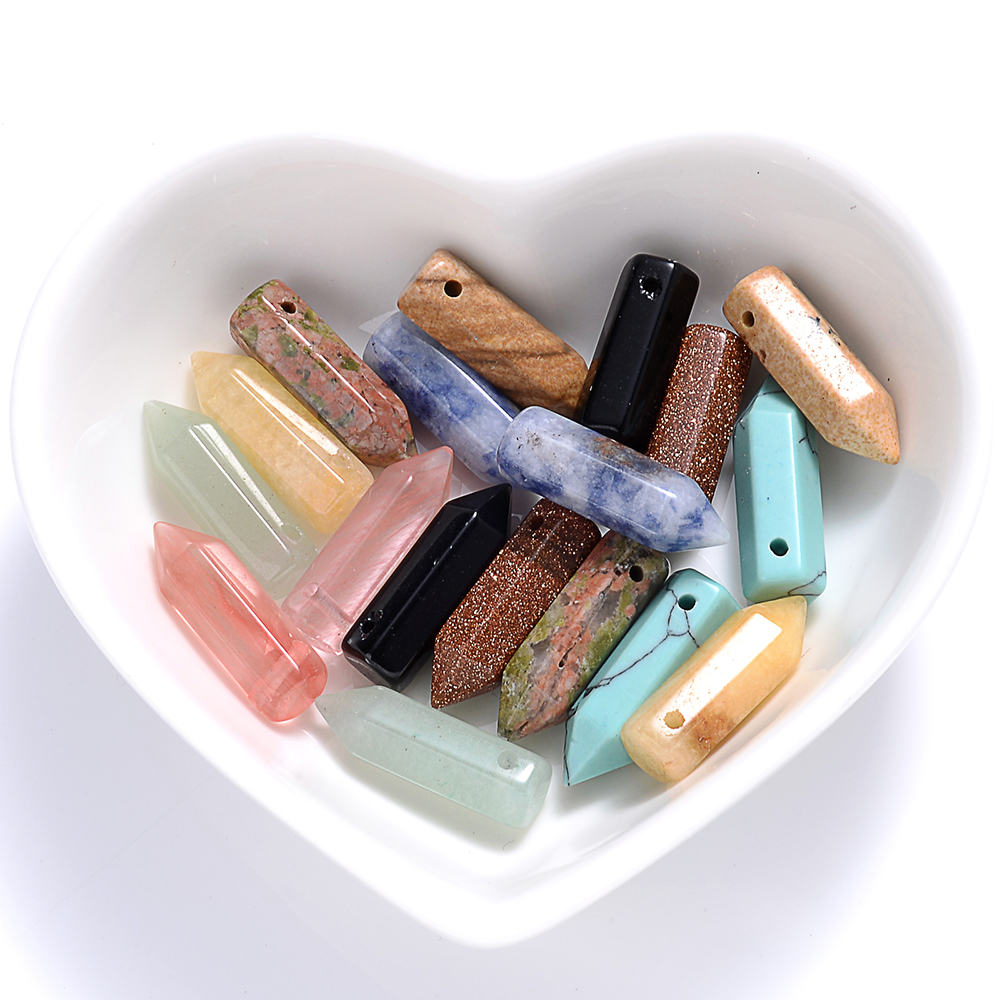 Natural Stone Pendant Charms Beads Jades Agate Turquoise Crystal Beads for Jewelry Making Findings Necklace Pendants 20x6MM