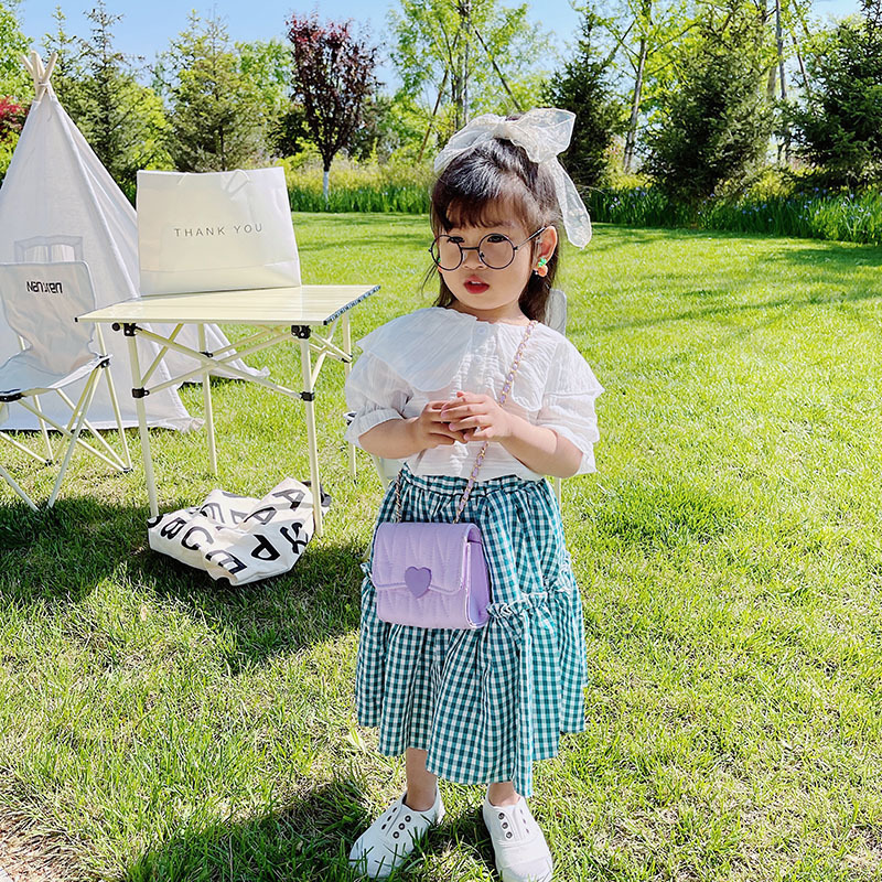 Fashion Heart Baby Girls Small Shoulder Bags Kids Coin Purse Accessories Handbags Lovely Children s Mini Square Messenger Bag 220630