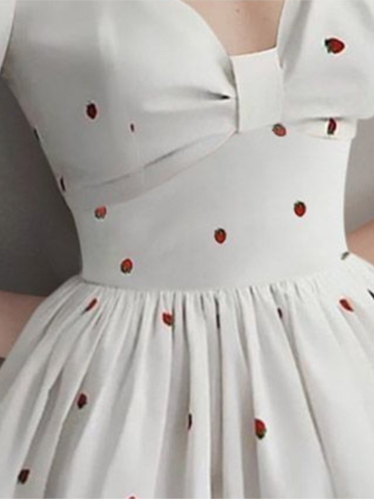 Strawberries Printed A line Dress Short Sleeve Sexy Dresses School Retro Clothes Female Women Clothing Harajuku Korean Fashion 220518