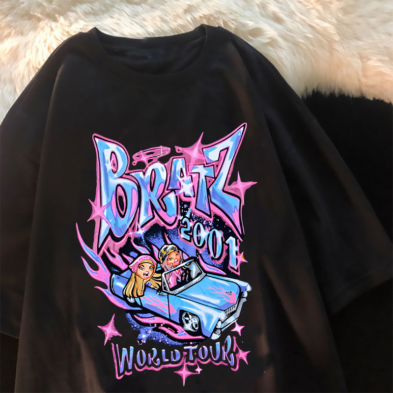 Bratz T Shirts Women Oversized Tshirt Aesthetic Harajuku Y2k Tops Men Streetwear Black Casual 100% Cotton Short Sleeve Tshirt 220526