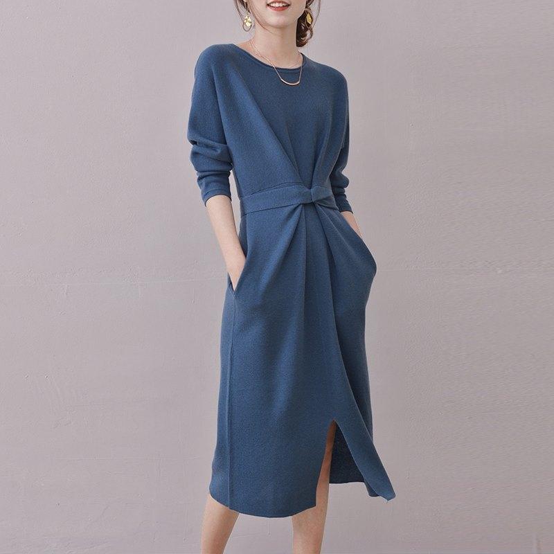 Casual Dresses 2022 Autumn Winter Korean Style Temperament Dress Ladies Slim Waist Basic Knitted Mid-Length Sweater Vestidos, Blue
Casual Dresses 2022 Autumn Winter Korean Style Temperament Dress Ladies Slim Waist Basic Knitted Mid-Length Sweater Vestidos, Blue