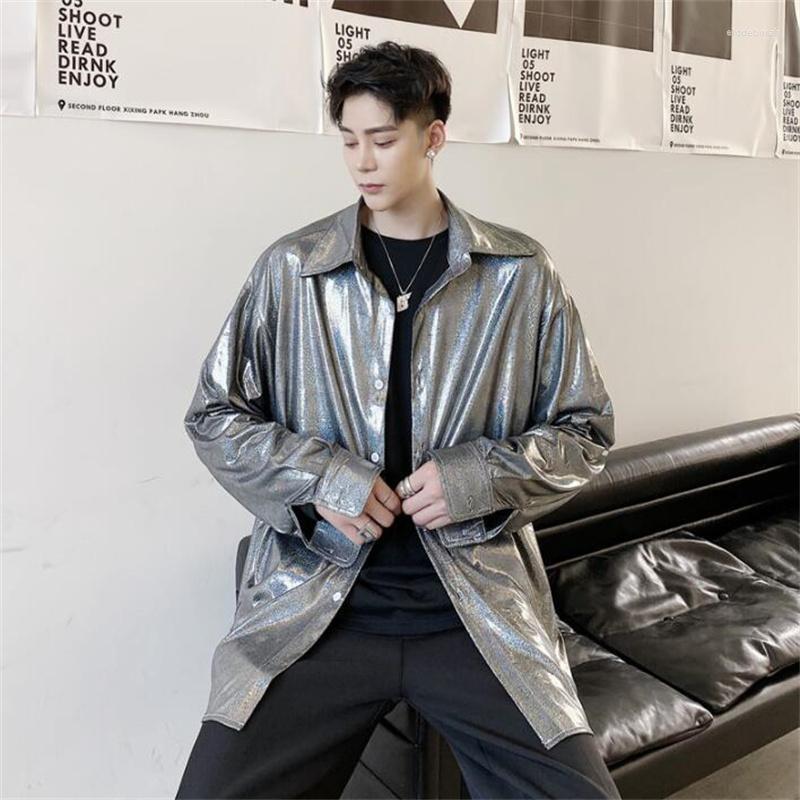 Men's Casual Shirts Shiny Face Shirt Men's Drape Long-sleeved Loose Stage Costumes Personality Nightclub Camisa Masculina Manga Longa Si, Gray
Men's Casual Shirts Shiny Face Shirt Men's Drape Long-sleeved Loose Stage Costumes Personality Nightclub Camisa Masculina Manga Longa Si, Gray