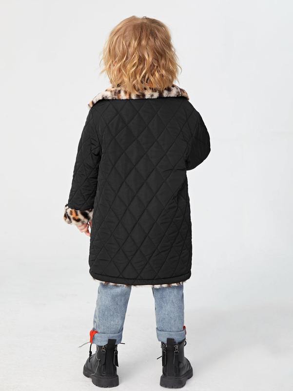 Toddler Boys Leopard Print Teddy Lined Quilted Coat SHE