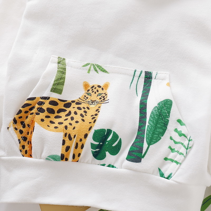 Baby Boy Clothes Set born Cartoon Jungle Print Outfit Hooded Top And Pant Roupa Infantil 2pcs 220326