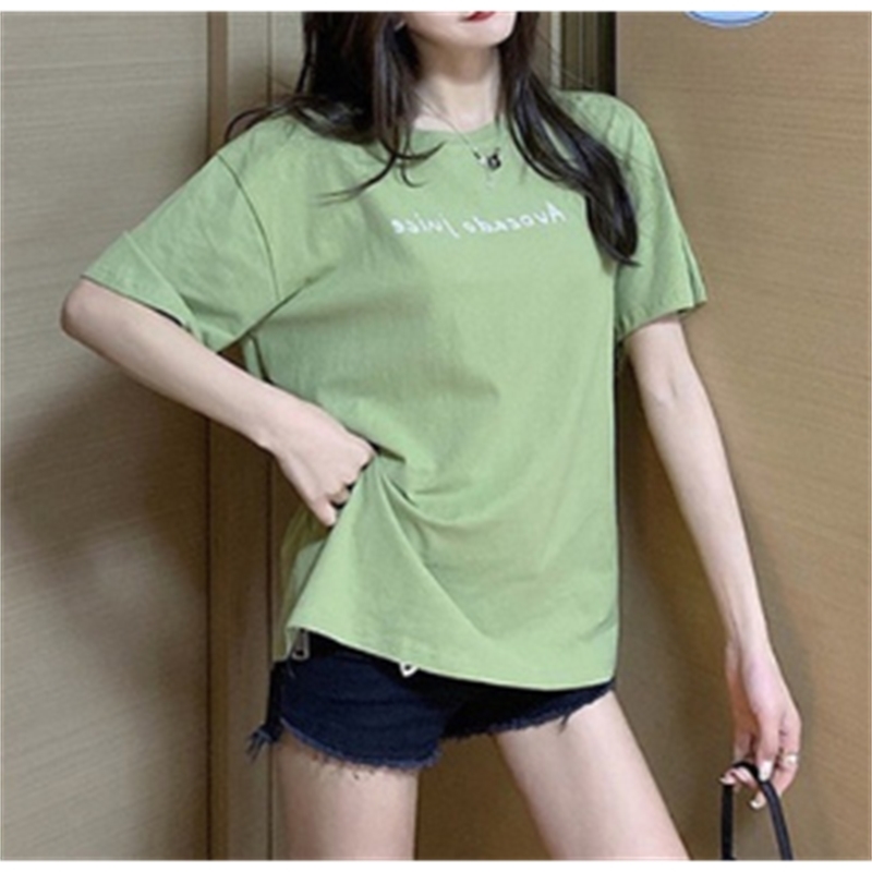 han Casual loose and lean all in letters cotton T-shirt women's big top spring 220328