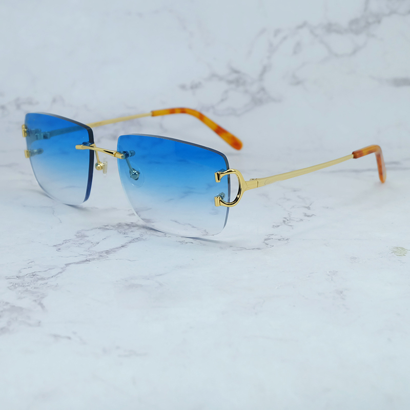 Luxury Sunglasses Men Vintage Designer Wire Big C Rimless Metal Carter Fashion Women Shades Eyewear Outdoor Protect Product