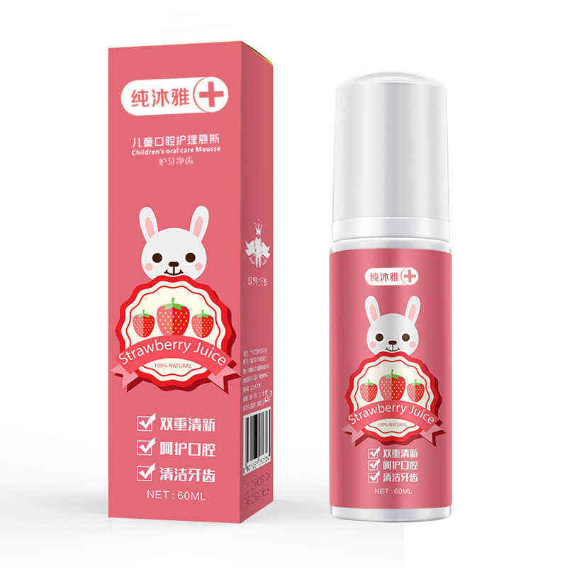 Toothbrush 60ml Strawberry Orange Foaming Toothpaste Destaining Tooth Cleaning Whitening Mousse Baby 0511