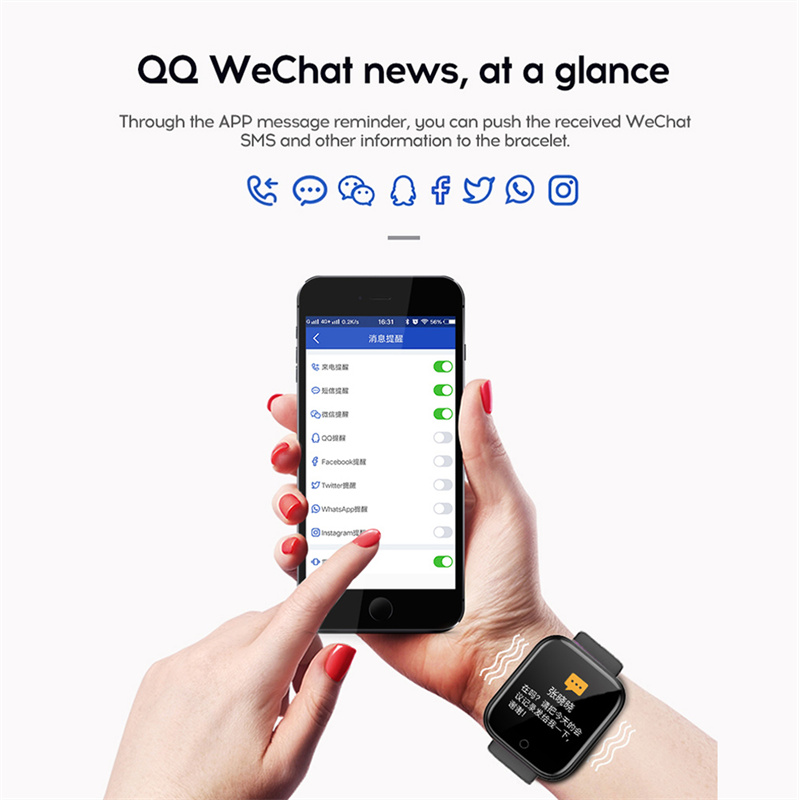 Y68 Smart Wristbands Watch Heart Rate Blood Pressure Blood Oxygen Monitoring Multi-Function Wristband Reminder Sleep Monitorings