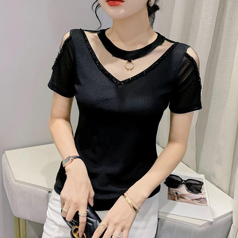 Women' T-Shirt Mesh Perspective Sexy Short Sleeve T Shirt Women Summer Tops Thin Femme Diamonds O-neck Streetwear TshirtWomen, Black
Women' T-Shirt Mesh Perspective Sexy Short Sleeve T Shirt Women Summer Tops Thin Femme Diamonds O-neck Streetwear TshirtWomen, Black