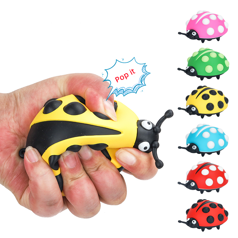 2022 New Fidget Toys 3D Vent Decompression Silicone Bubble Ball Children's Educational Toy Kneading Ladybug Kneading