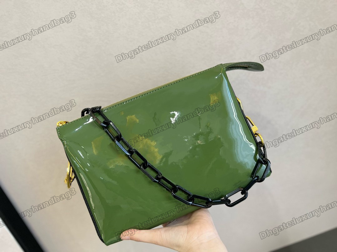 Patent Leather COUSSIN PM Shoulder Bag Shiny Green Black Chain Handle Bag Embossed Monograms Pattern Handbag Spring-Summer 2022 Designer Women Purse Wallet, Color 1#
Patent Leather COUSSIN PM Shoulder Bag Shiny Green Black Chain Handle Bag Embossed Monograms Pattern Handbag Spring-Summer 2022 Designer Women Purse Wallet, Color 1#