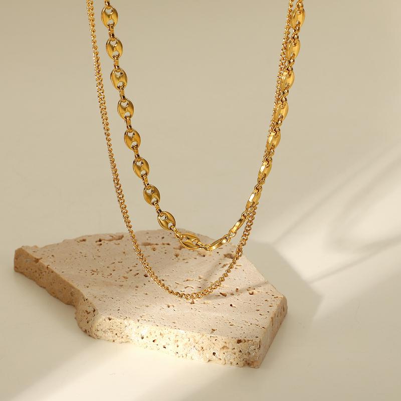 Pendant Necklaces Double Layer Coffee Bean Stainless Steel Necklace Jewelry Waterproof 18K Gold Choker Chain Non Tarnish
Pendant Necklaces Double Layer Coffee Bean Stainless Steel Necklace Jewelry Waterproof 18K Gold Choker Chain Non Tarnish