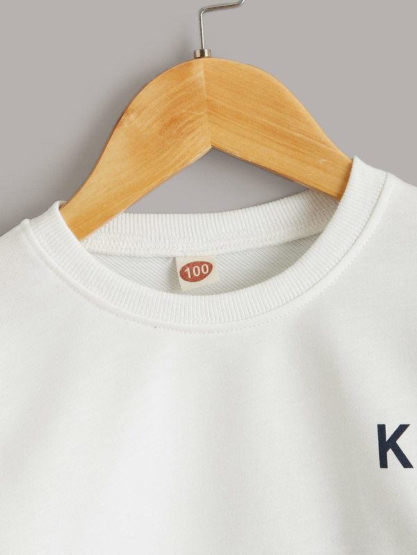 Toddler Boys Letter & Tartan Print High Low Hem Sweatshirt SHE