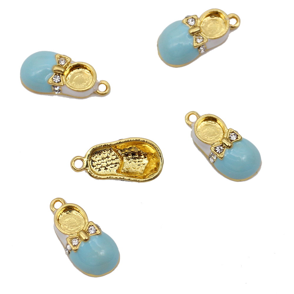 20pcs Cute Small DIY Craft Charms For Kids Enamel Baby Shoes Shape Pendant Charm For Bracelet /Necklace Making Jewelry