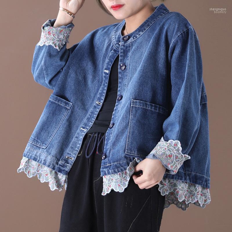 Women's Jackets Temperament Lace Stitching Denim Jacket Female 2022 Autumn Loose Large Size Literary Washed White Ladies Short, Blue
Women's Jackets Temperament Lace Stitching Denim Jacket Female 2022 Autumn Loose Large Size Literary Washed White Ladies Short, Blue