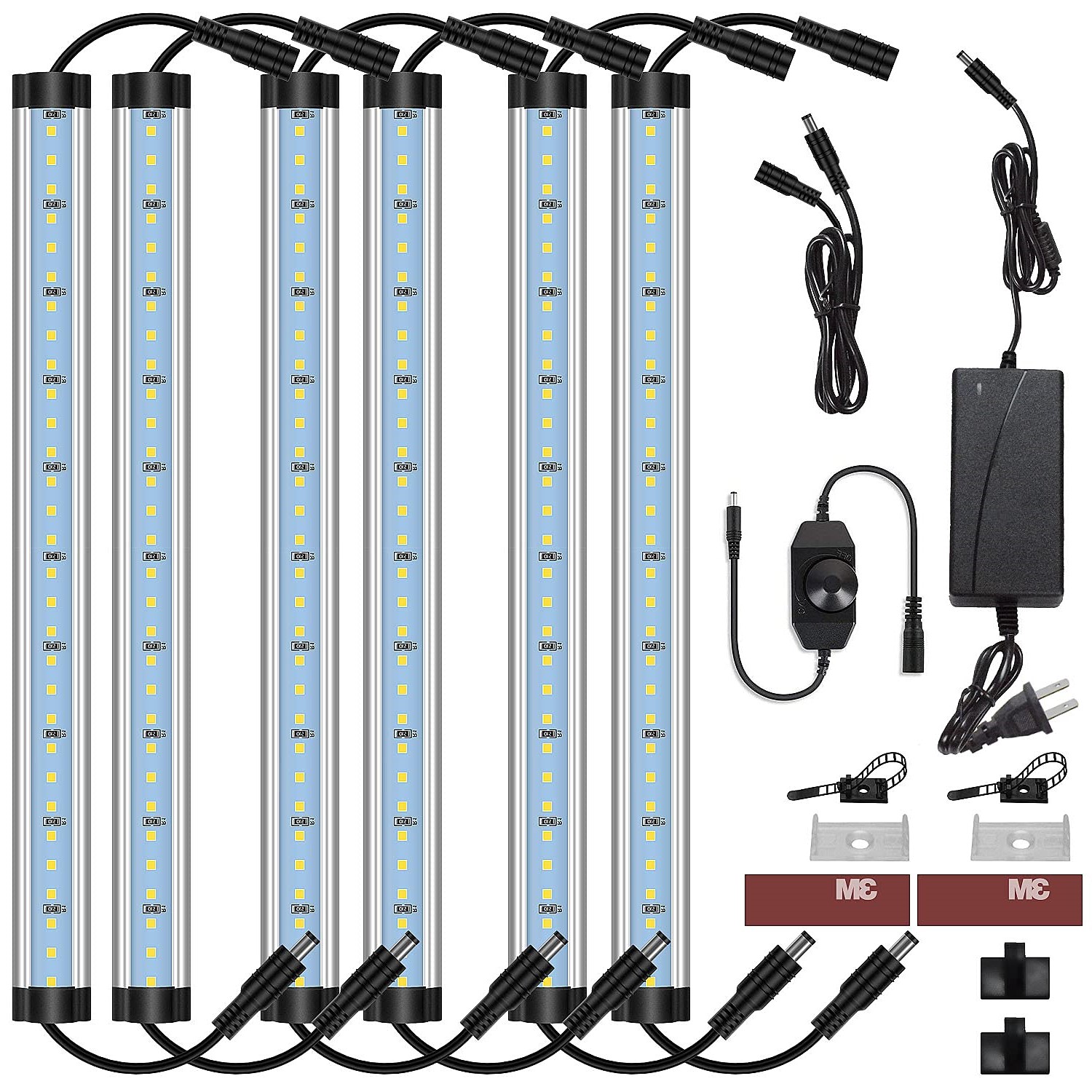 CNSUNWAY LED Cabinet Lights Kit Plug in Corded 12V LED Under Cabinets Lighting Dimmable with Switch for Kitchen Shelf Counter 12 Inches 5000K Daylight