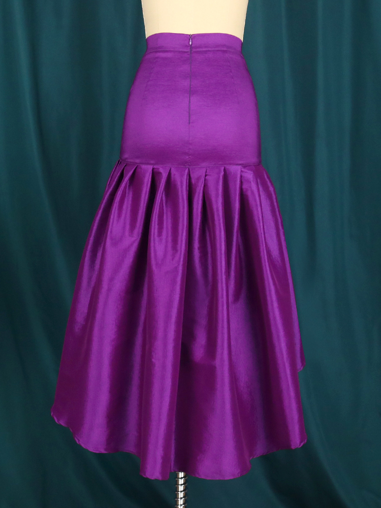 Women Party Skirts High Low Irregular Length Shiny Purple Christmas Lady Fashion Elegant Classy Female African Autumn Jupes 220322
