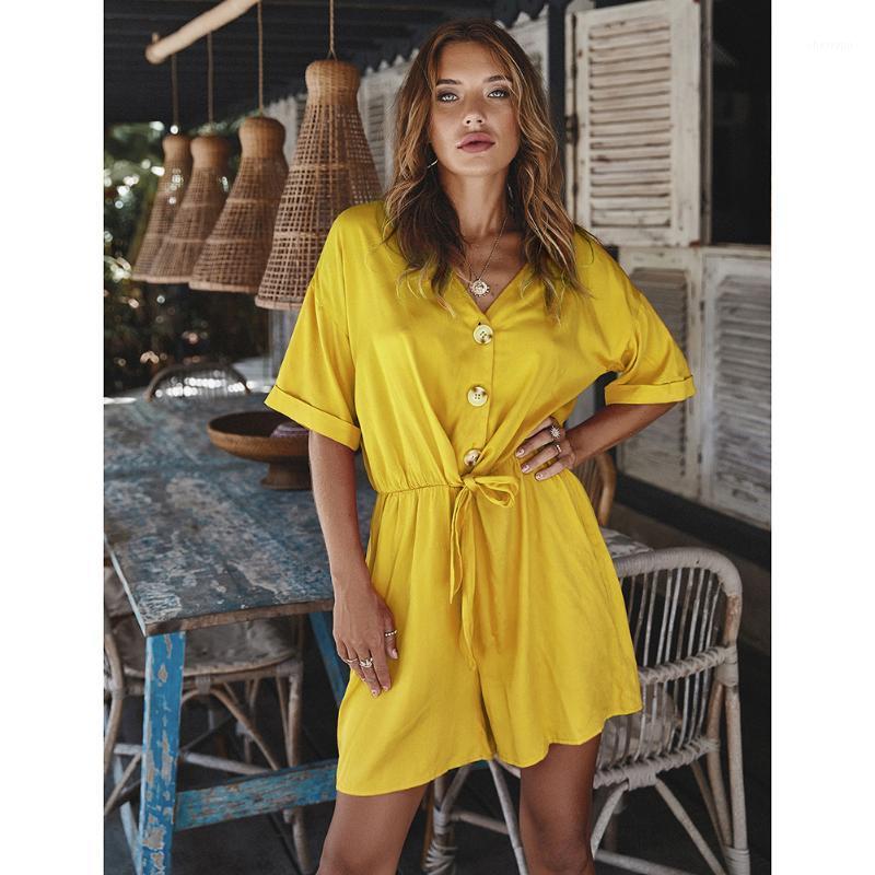 Women' Jumpsuits & Rompers Women Casual Summer Loose Playsuit V-Neck Button Bow Jumpsuit Beach Holiday Elastic Waist Belt Overalls, Yellow
Women' Jumpsuits & Rompers Women Casual Summer Loose Playsuit V-Neck Button Bow Jumpsuit Beach Holiday Elastic Waist Belt Overalls, Yellow