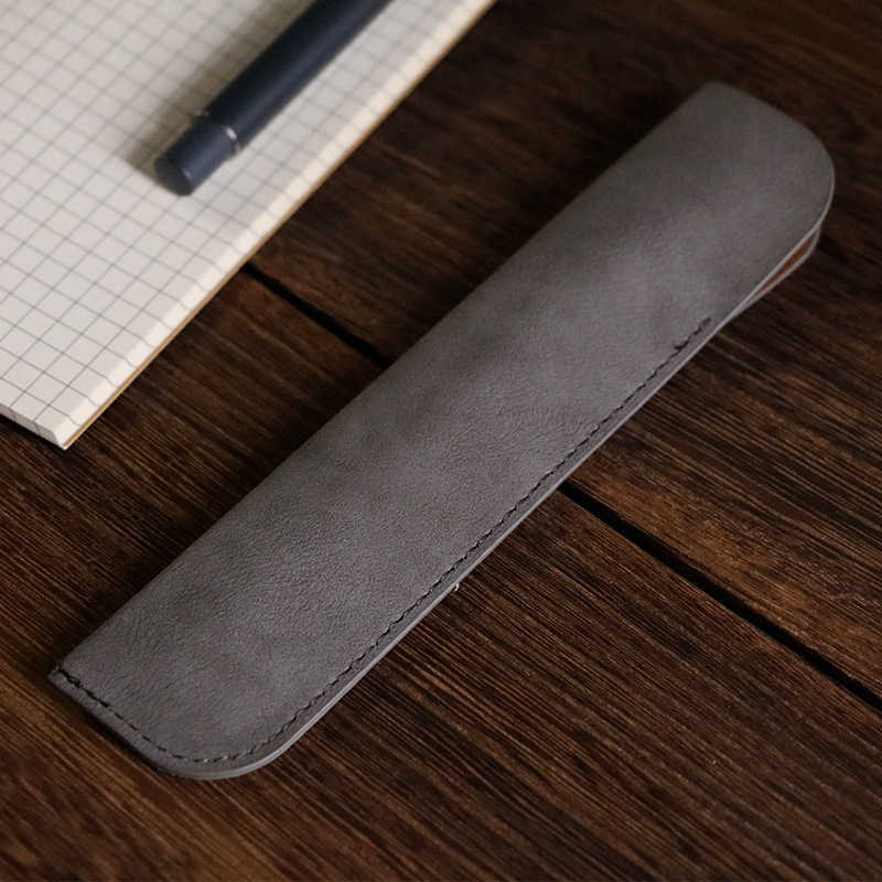 Leather Pu Black Red Pencil Bags Ballpoint Pen Case Single Pens Holder Pouch for Office & School