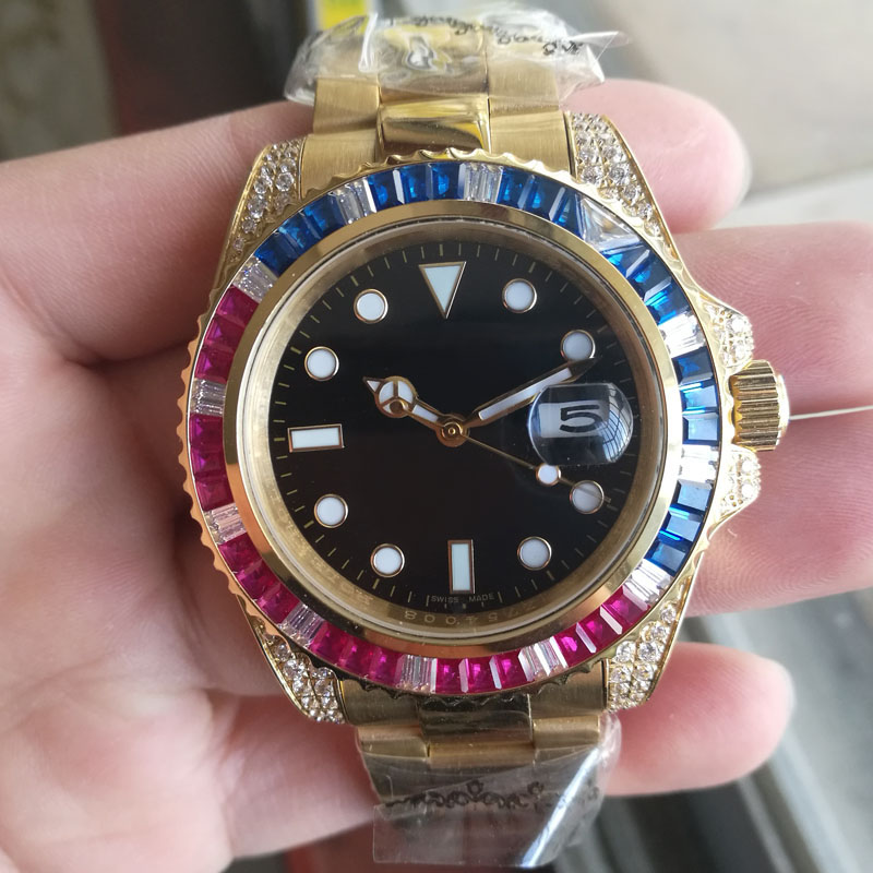 High quality mens watches self-winding automatic mechanical movement wristwatch colored diamond gold concealed folding stainless steel strap luxury watch, Black 1
High quality mens watches self-winding automatic mechanical movement wristwatch colored diamond gold concealed folding stainless steel strap luxury watch, Black 1