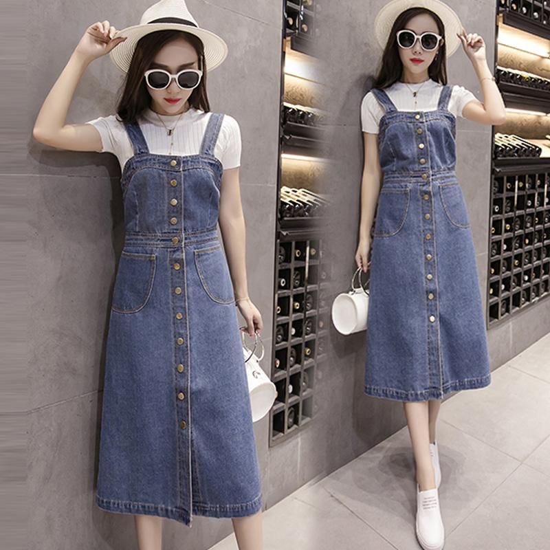 Casual Dresses Summer Woman Denim Dress Korean Style Sleeveless Spaghetti Strap Single-breasted Button Slim Fit Jeans SundressCasual, Blue
Casual Dresses Summer Woman Denim Dress Korean Style Sleeveless Spaghetti Strap Single-breasted Button Slim Fit Jeans SundressCasual, Blue