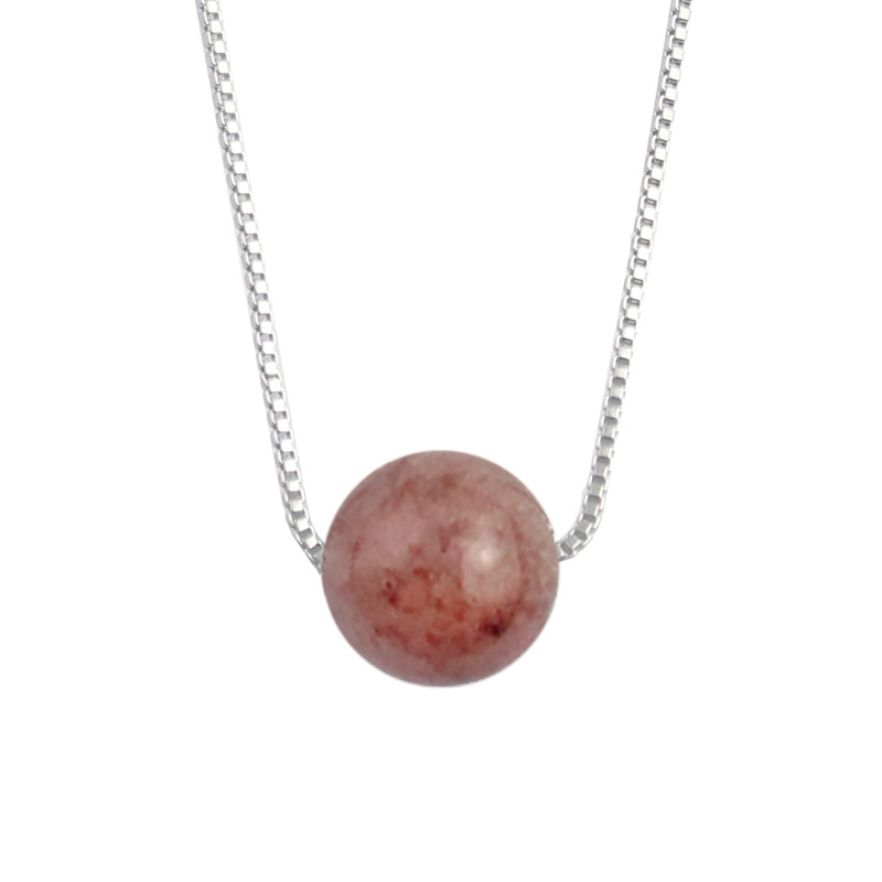 Natural Stone Pendant necklaces10mm Strawberry Quartz Tiger Eye Amethysts Energy Healing Necklaces Women Jewelry