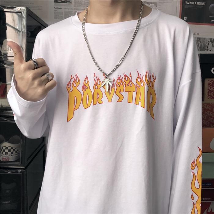 Women's T-Shirt Man Women High Street Hip Hop White Black Flame Letter Print Trend Long Sleeve Men's And Women's Casual TshirtsWomen
Women's T-Shirt Man Women High Street Hip Hop White Black Flame Letter Print Trend Long Sleeve Men's And Women's Casual TshirtsWomen