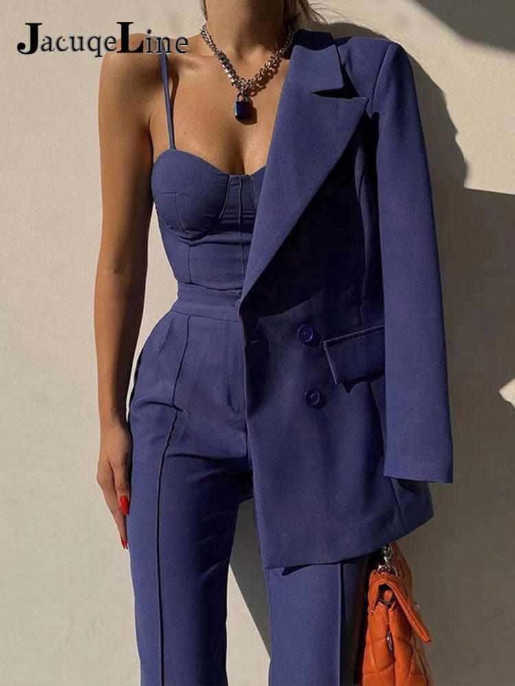 Jacuqeline Fashion Urban Women's Clothing Summer Camis Tops And High Waist Pencil Pants Sets Office Outfits Two Piece 220509