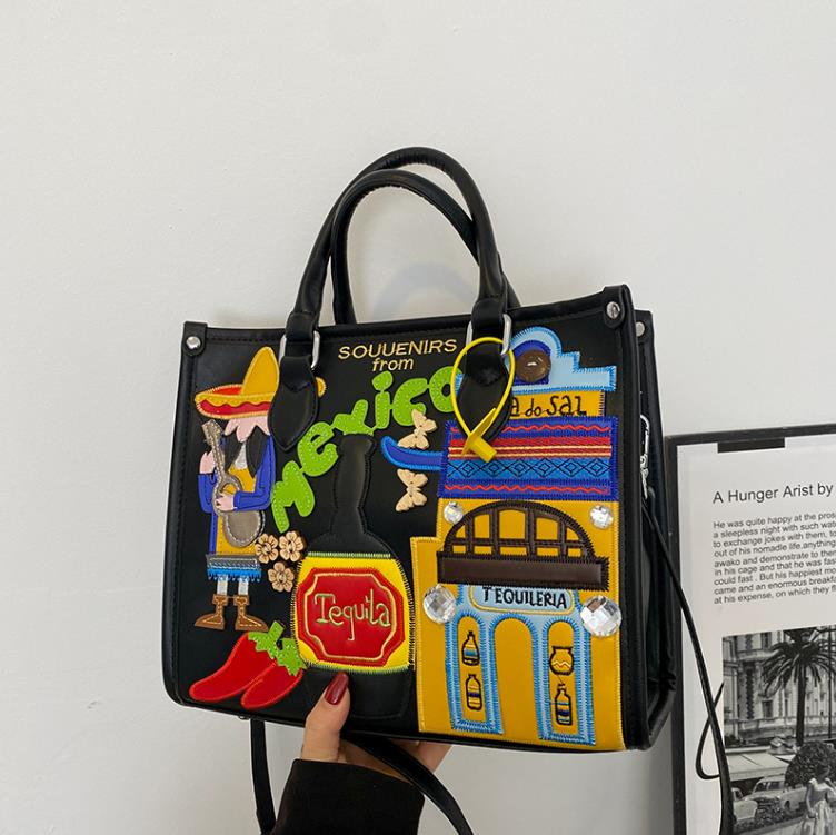 Women's Bag Large Capacity Handbags For Women Leather Shoulder Bag Embroidery Canvas Tote, Black
Women's Bag Large Capacity Handbags For Women Leather Shoulder Bag Embroidery Canvas Tote, Black