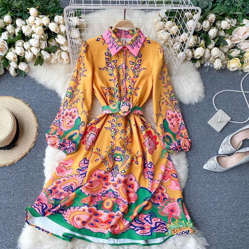 Floral Dress Women Elegant Runway Long Sleeve Vintage Spring Autumn Turn Down Collar Belted A Line Work Office Casual Dresses, Yellow
Floral Dress Women Elegant Runway Long Sleeve Vintage Spring Autumn Turn Down Collar Belted A Line Work Office Casual Dresses, Yellow