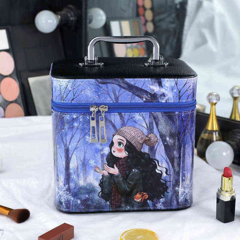Korean creative portable cosmetic bag lovely printed storage large capacity Travel Cosmetic Case 220518