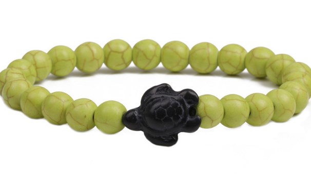 Fashion Strands Natural Stone volcanic stone black turquoise turtle agate adjusted Bracelet elastic js345j