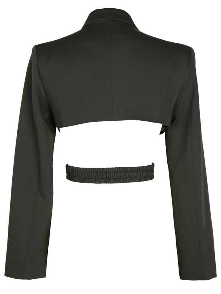 [EAM] Women Black Cross Split Joint Blazer Lapel Long Sleeve Loose Fit Jacket Fashion Spring Autumn 1T447 220402