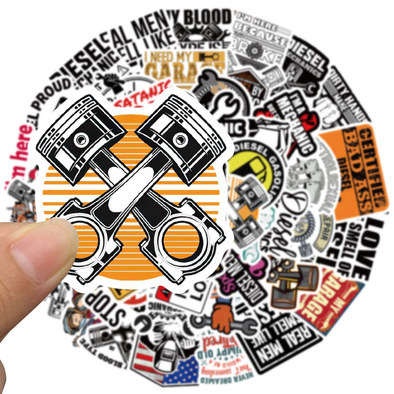 50Pcs/Lot Cartoon Diesel Mechanic Graffiti Sticker Laptop Motorcycle Fridge Skateboard Suitcase Waterproof Wholesale Stickers
