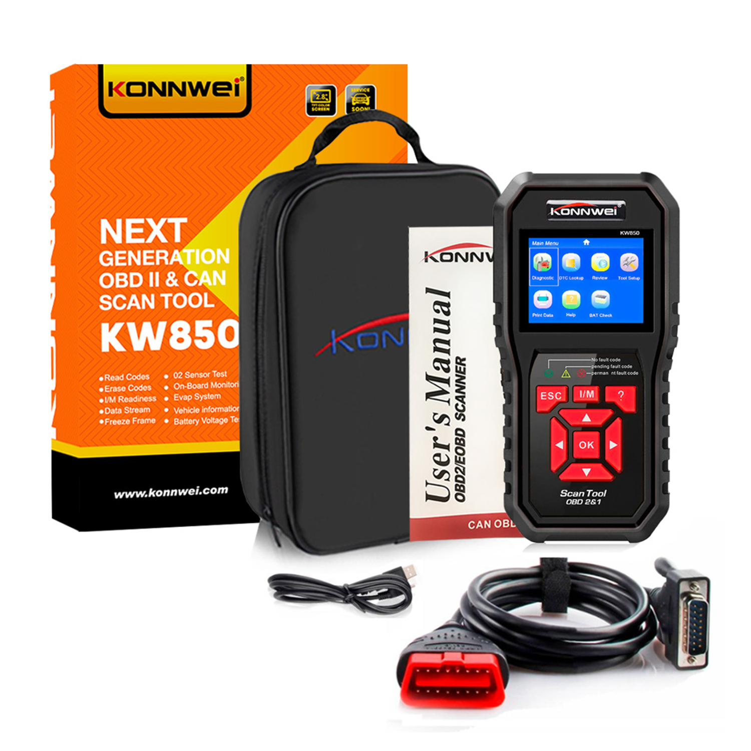 KONNWEI OBD2 ODB2 Scanner Auto Diagnostic Scanner KW850 Full Function Car Diagnosis Car Scanner Universal OBD Engine Code Reader