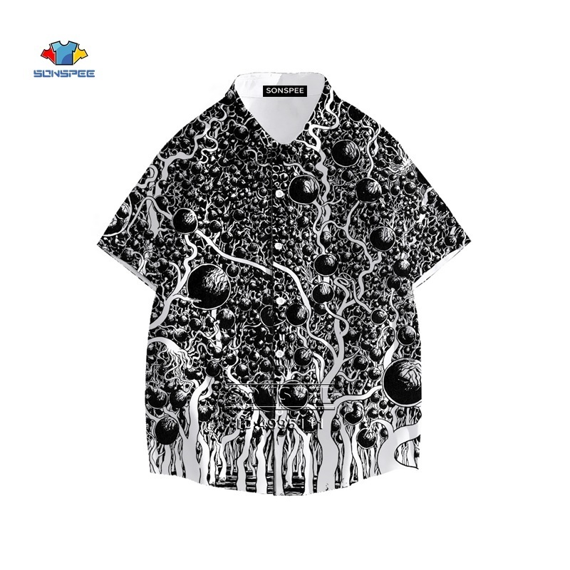Japan Horror Manga Junji Ito Shirt 3D Printed Tomie Girl Hawaiian Summer Casual Beach s Short Sleeve Oversized Tops 220322