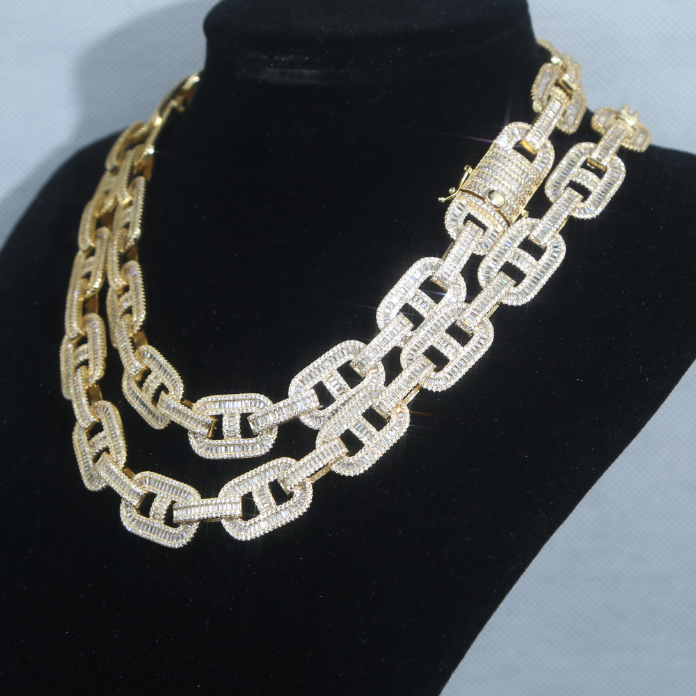 New Hip Hop Men Boy Necklace Jewelry Full 5A Cubic Zirconia Iced Out ice Rectangle k Chain Necklaces 16 18 20